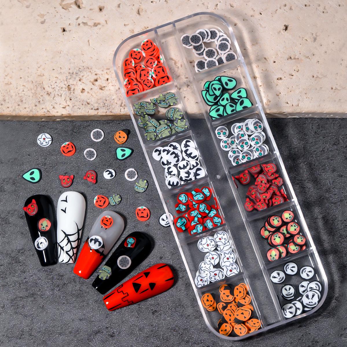 

Набор для нейл-арта на Хэллоуин 2024: Украшения из сплава Череп, Привидение, Паук и Летучая мышь