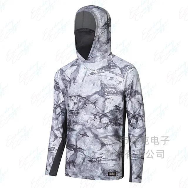 Men's sunscreen clothing summer UV protection breathable quick drying outdoor fishing clothing Luya fishing clothing hooded with mask