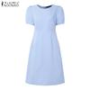 ZANZEA Women Summer Casual Round Neck Short Sleeve Dress