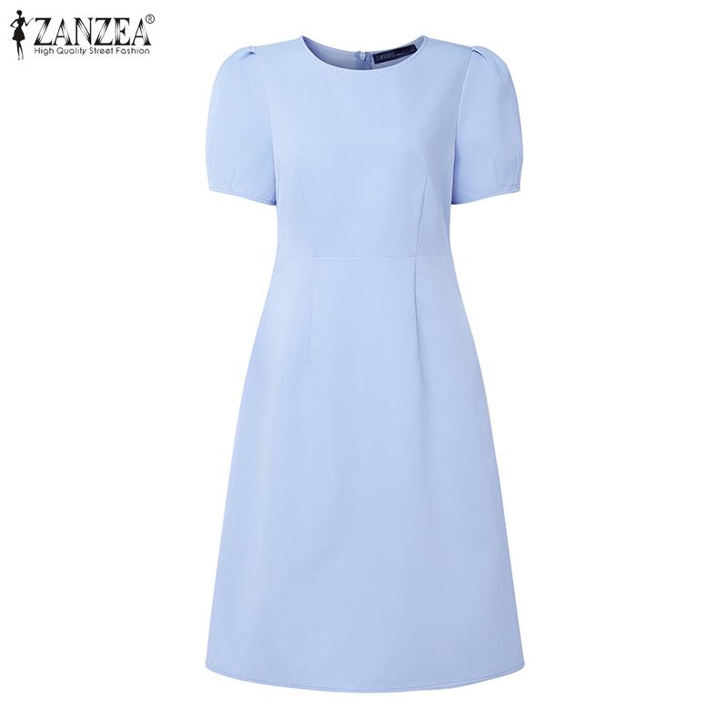 ZANZEA Women Summer Casual Round Neck Short Sleeve Dress