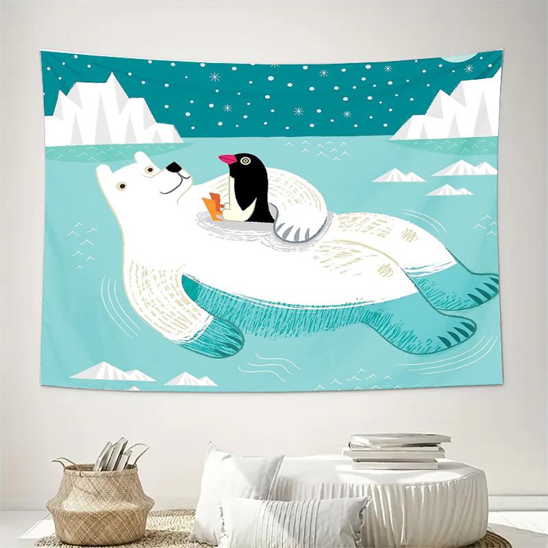 Arctic Fox Tapestry Forest Animal Wall Hanging Nature Decor Room Aesthetic Dorm Wall Art Vintage Tapestry Home Decoration