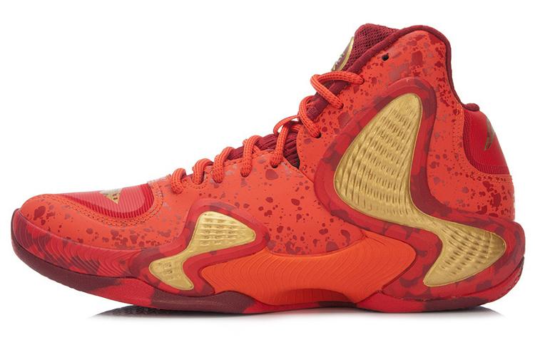 Li Ning Shadow 1 Амортизирующие Высокие Баскетбольные Кроссовки Унисекс Красный Желтый ABAL001-2 42