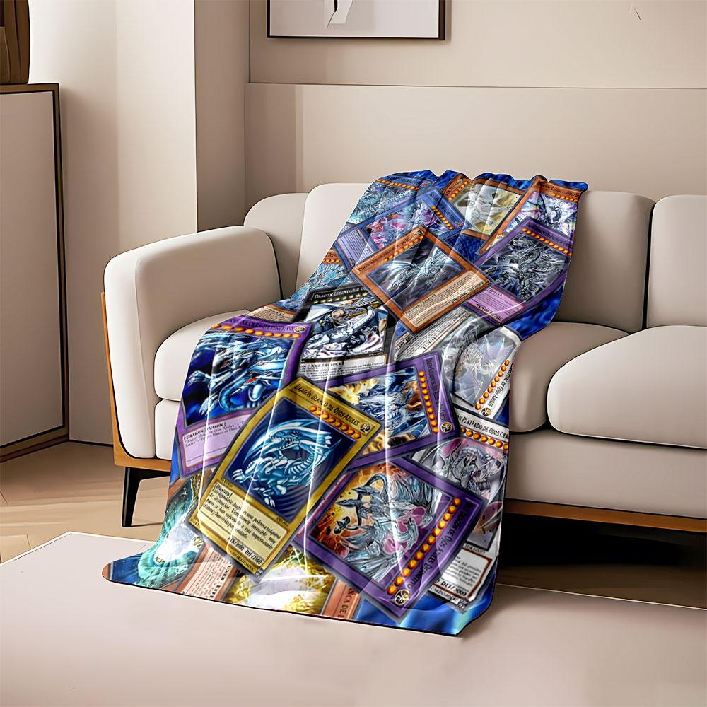 A collage of Blue-Eyes themed dragon cards from the Yu-Gi-Oh! series. for all seasons blanket lunch break throw gift 80cm x 120cm