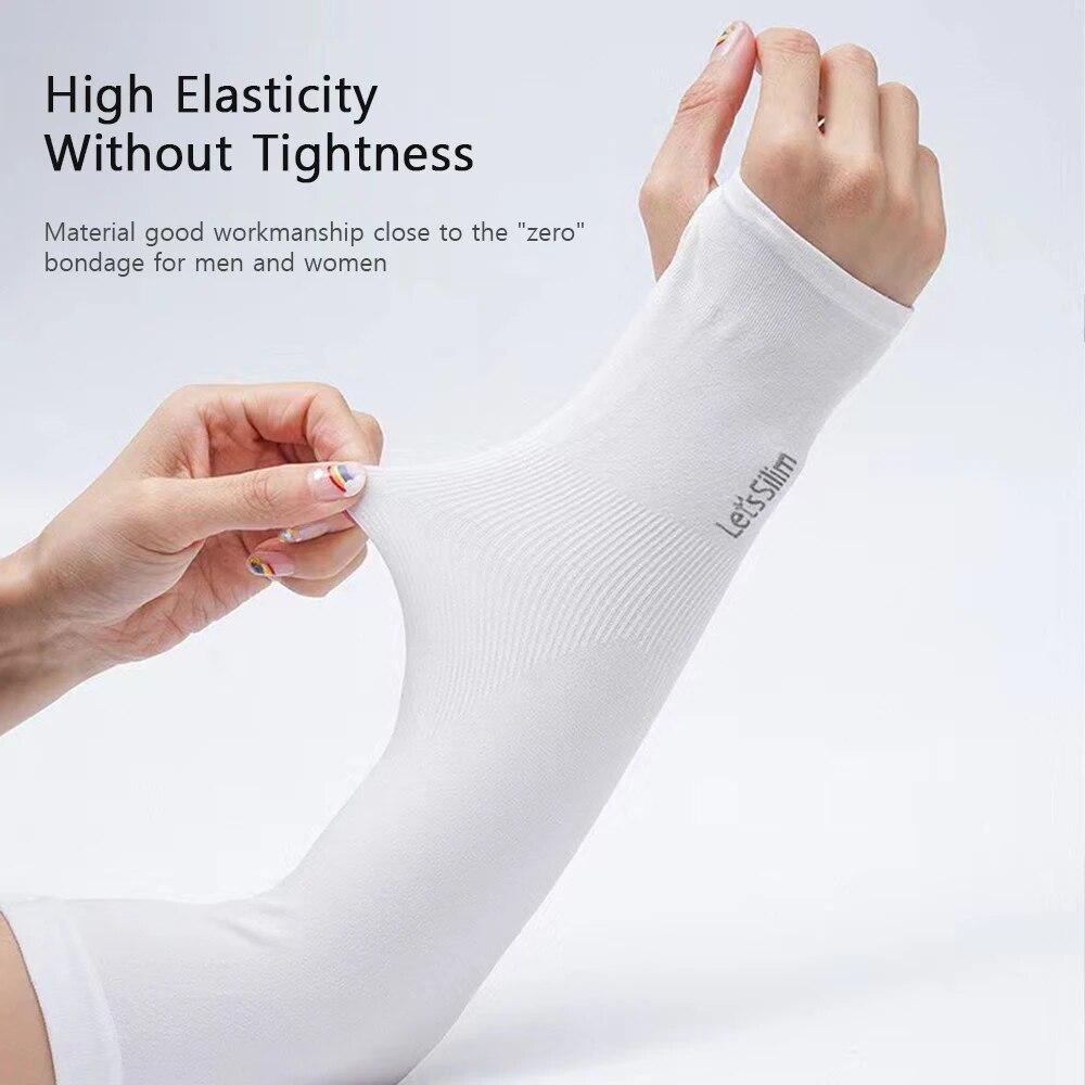 2 Pair Summer Finger Sleeve Ice Cool High Elastic Elbow Spring UV Protection Outdoor Riding Fingerless Fishing Ice Silk Sleeve