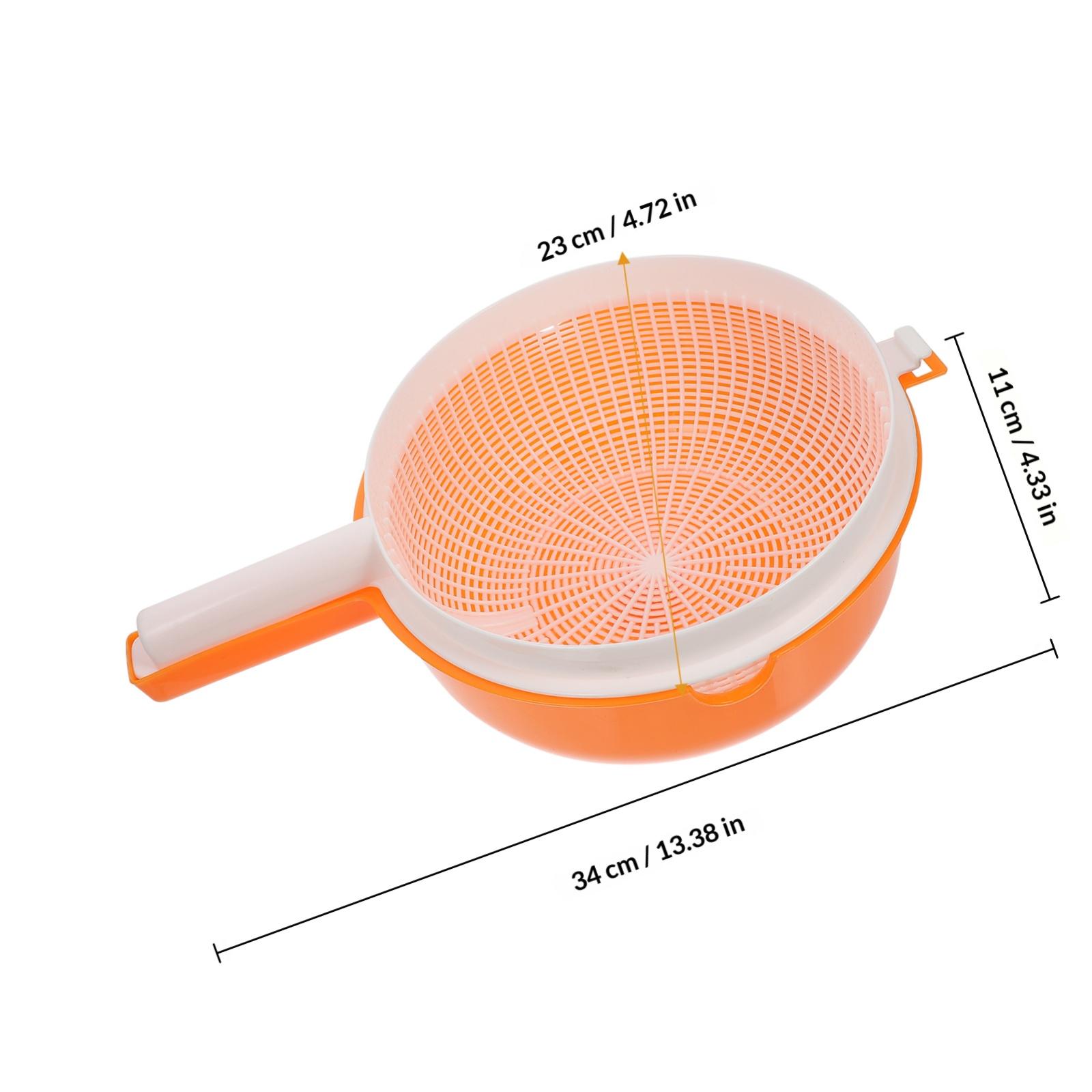 

Kitchen Colander Bowl Double Layer Drain Basket for Vegetable Fruit Drying and Rice Washing Fast Draining Bpa Free Plastic помаранчевий