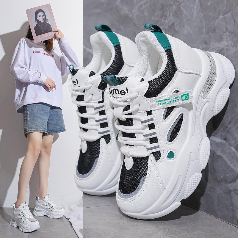 Inner height increase dad shoes women's 2025 new versatile small man thick sole comfortable breathable casual sports little white shoes
