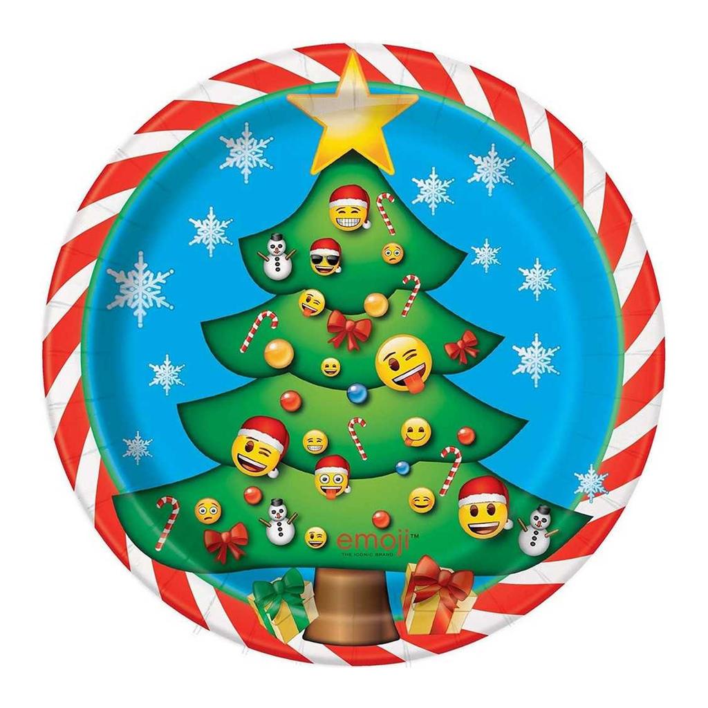 Unique Party Emoji Christmas Party Plates (Pack of 8)