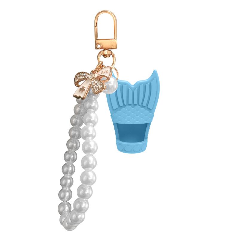 Creative Silicone Lip Balm Holder Pearl Necklace Portable Keychain Lip Gloss Cap Flexible Colorful Lipgloss Sleeve Gift