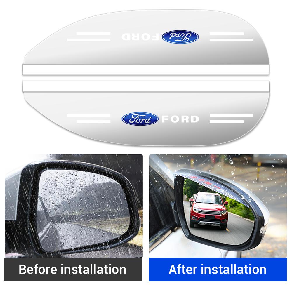 IARW2 2Pcs Car Rear View Mirror Sticker Rain Shield Shade Cover Decoration For Ford Focus ST Ranger Mondeo Kuga Ecosport Fiesta Fusion