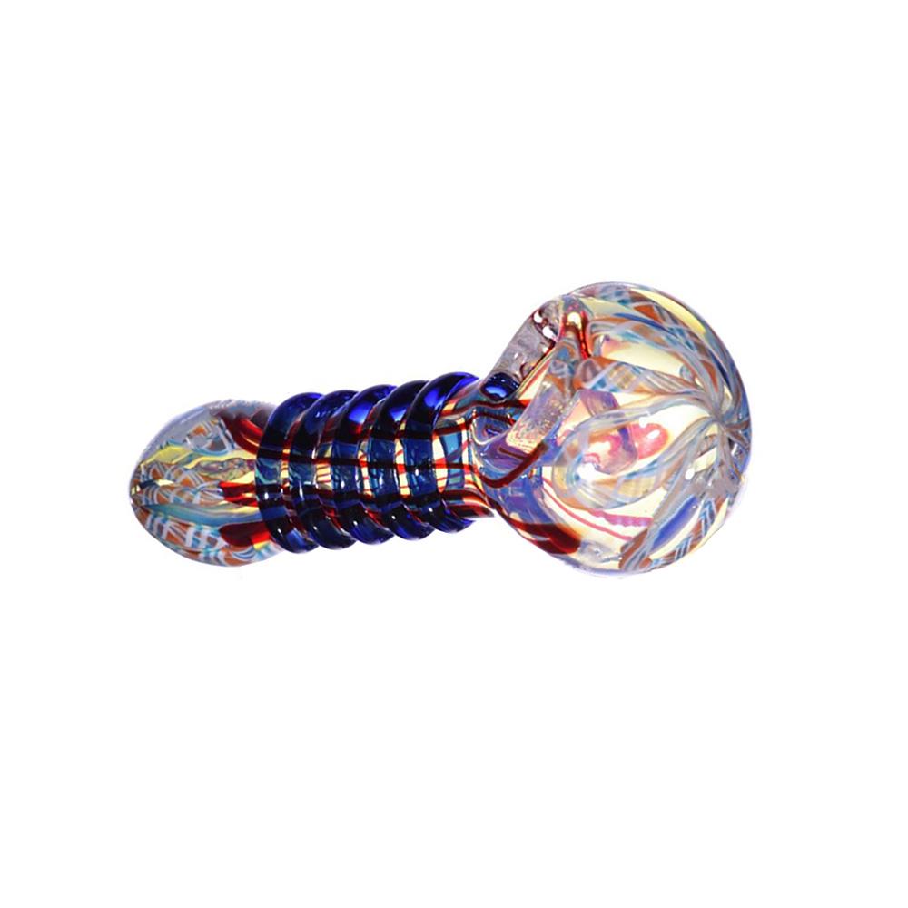4" Glass Smoking Pipe Outside Bowl Hand Pipe Fumed Colorful Changing