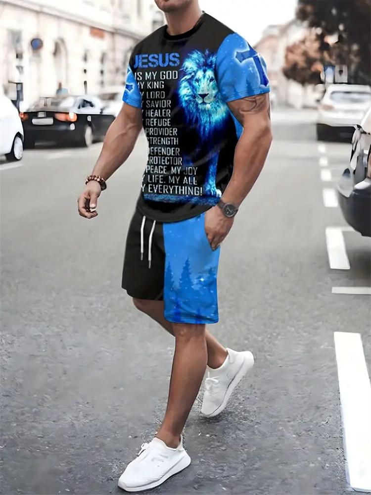2024 New Summer Fashion Animal Print Suit Black and White Tiger 3D Pattern Outdoor Street Shooting Sportswear Men's Casual Wear