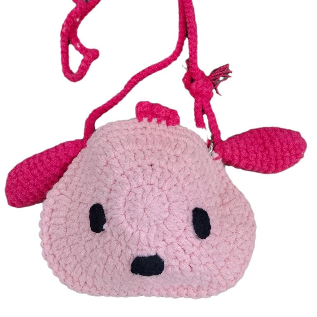 Adorable Cartoon Shoulder Bag For Kids Cute Knitted Animal Pattern Preschool Use