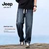 JEEP SPIRIT Men's Autumn Retro Straight-Leg Denim Trousers