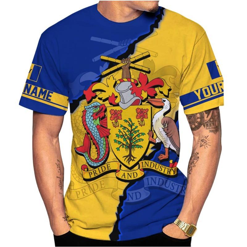 3D Barbados Ethnic Flag Map Print T Shirt For Man Barbados Of Arms Graphic Shirt Fashion Streetwear Short Sleeves Mens Clothing