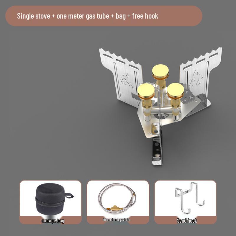 3-Core Windproof Stainless Steel & Copper Folding Stove for Outdoor Camping & Picnics