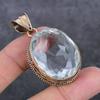 White Topaz Gemstone Handmade Copper Jewelry Pendant 2.01" G3f03