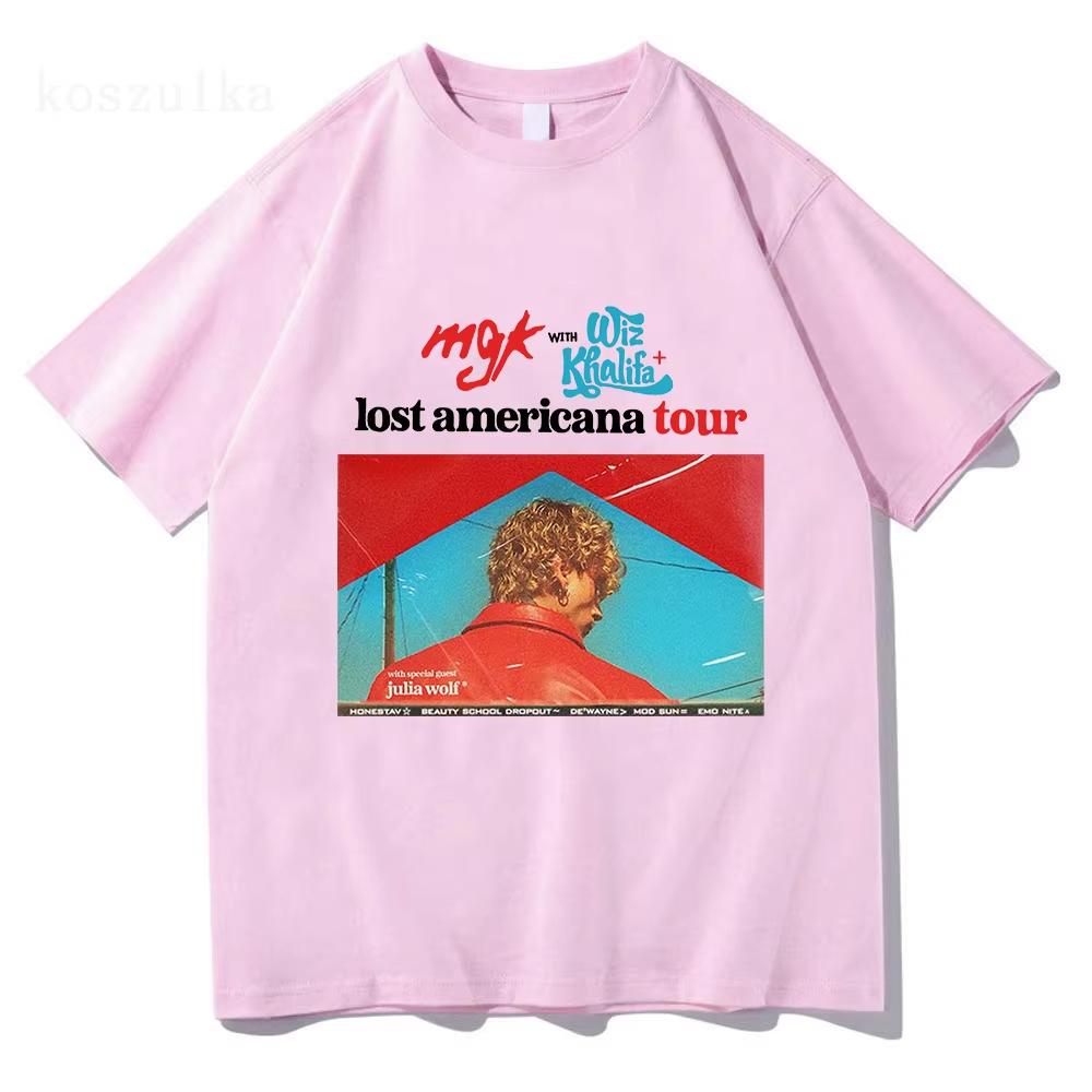 MGK Lost Americana Tour High Quality Oversized Tshirt Machine Gun Kelly Singer Graphic Tshirt YK Short Sleeve Casual Tee