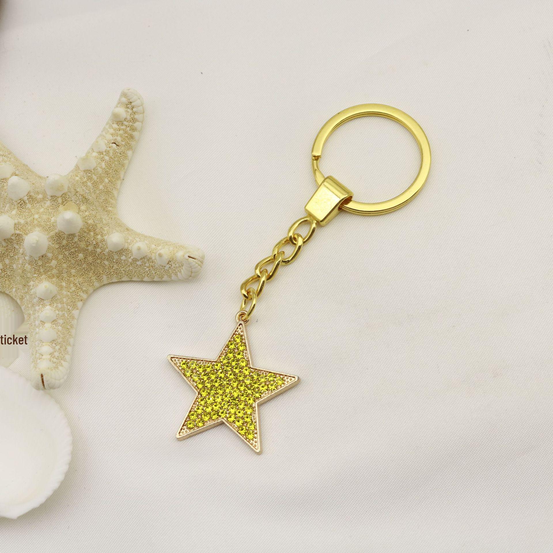 Rhinestone Star Face Bag Pendant Keychain Ornament