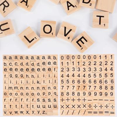 100 Stück Holzfliesen Buchstaben Alphabet Zahl Holzklötze Pädagogische Puzzle-Spielzeuge Für Kinder Geburtstagsfeier Geschenke Weihnachtsdekorationen