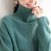 Autumn Winter Women Turtleneck Sweaters Full Sleeve Pullovers Spliced Thick Sweater Lozenge Elegant Lady Solid Outwear