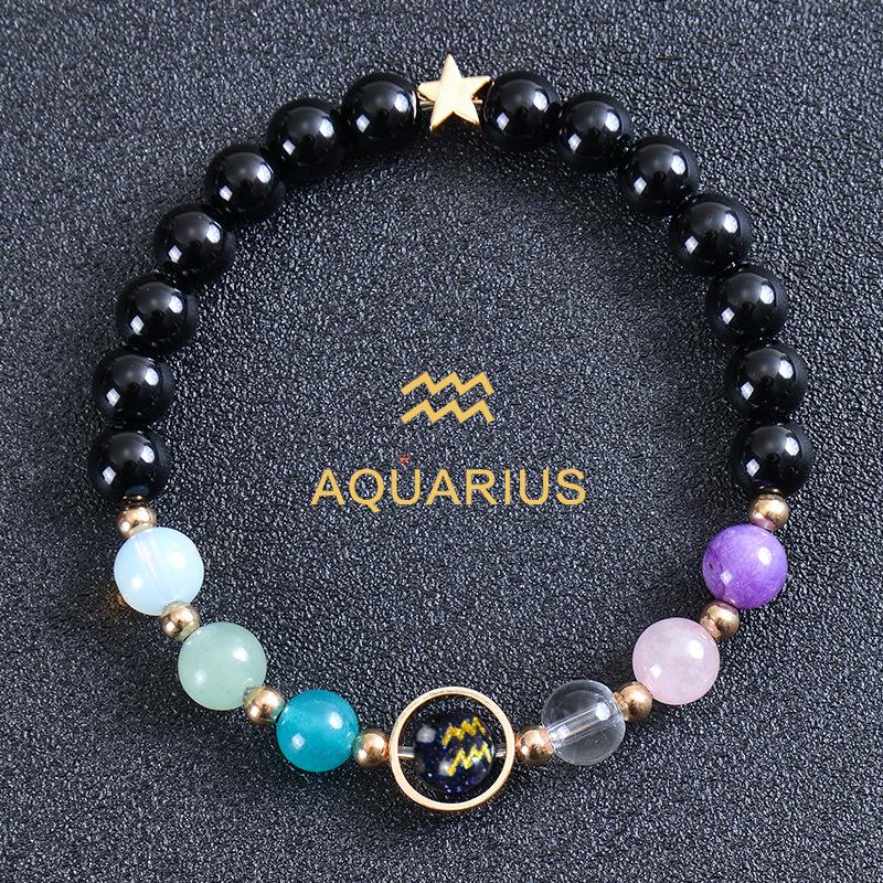 Eight major planets and twelve zodiac signs bracelet, frosted stone, bead bracelet, planets, Christmas gift, Stocking stuffers