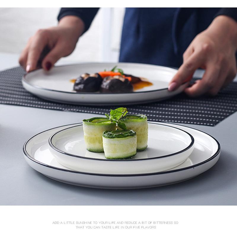 French Steak Plate European Nordic Flat Plate Plate Household Western Plate Set Round Dish Plate Internet Celebrity Tableware Ceramics