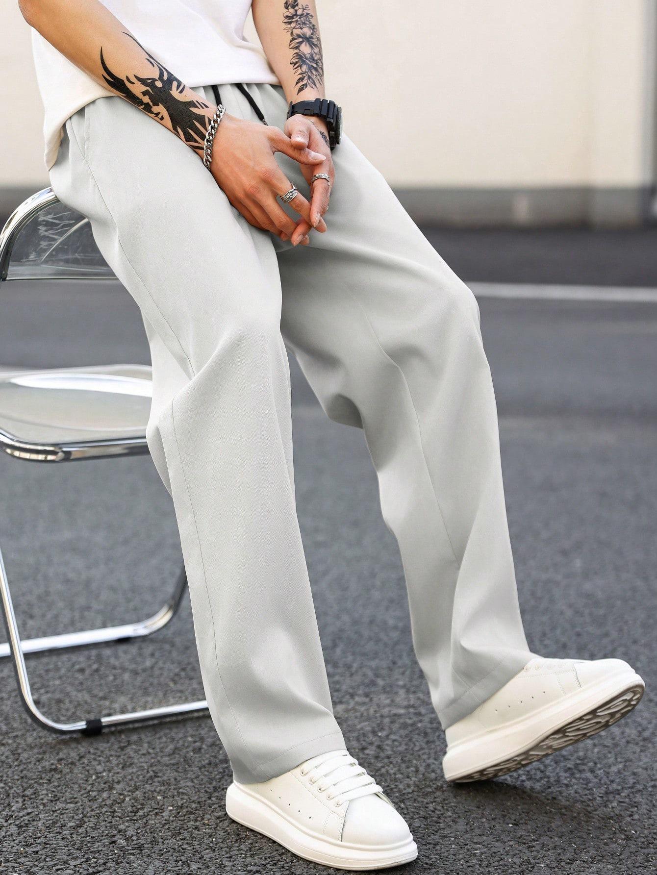 

Stylish Loose-Fit Men s Straight Casual Pants - Trendy American Fashion 4XL светло-серый