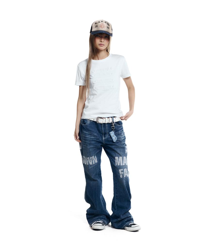 AAKAM Napoleon Corded Half Top (White)