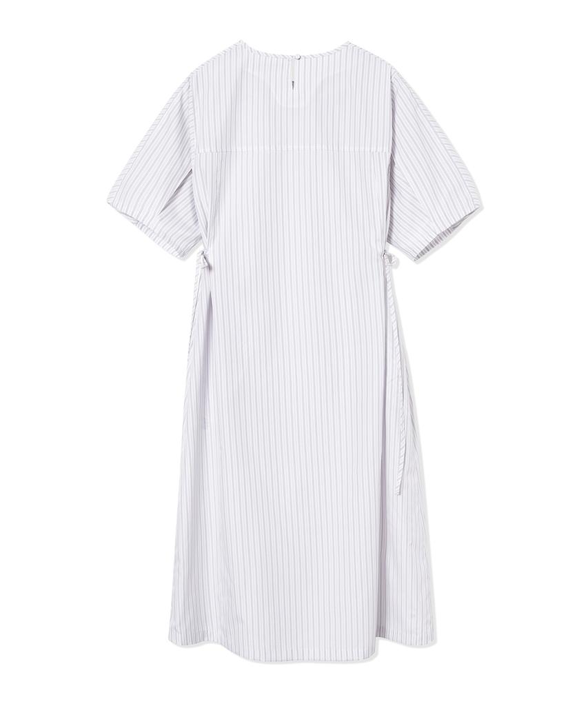 Between A And B Waist Ribbon Stripe Long Dress [White]