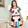 Cute Women Cartoon Panda Sleepwear Pajamas Short Sleeve Sleepshirt Nightdress