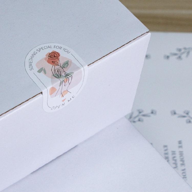 100Pcs Rectangular Flower Sealing Sticker Packaging Sticker for Wedding Baby Showers 5x3cm Rectangular Wrapping Label