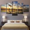 Canvas Painting 5 Pieces Beach Sunset Seaside Camels Team Paintings Wall Art HD Prints Posters Framework Living Room Home Decor