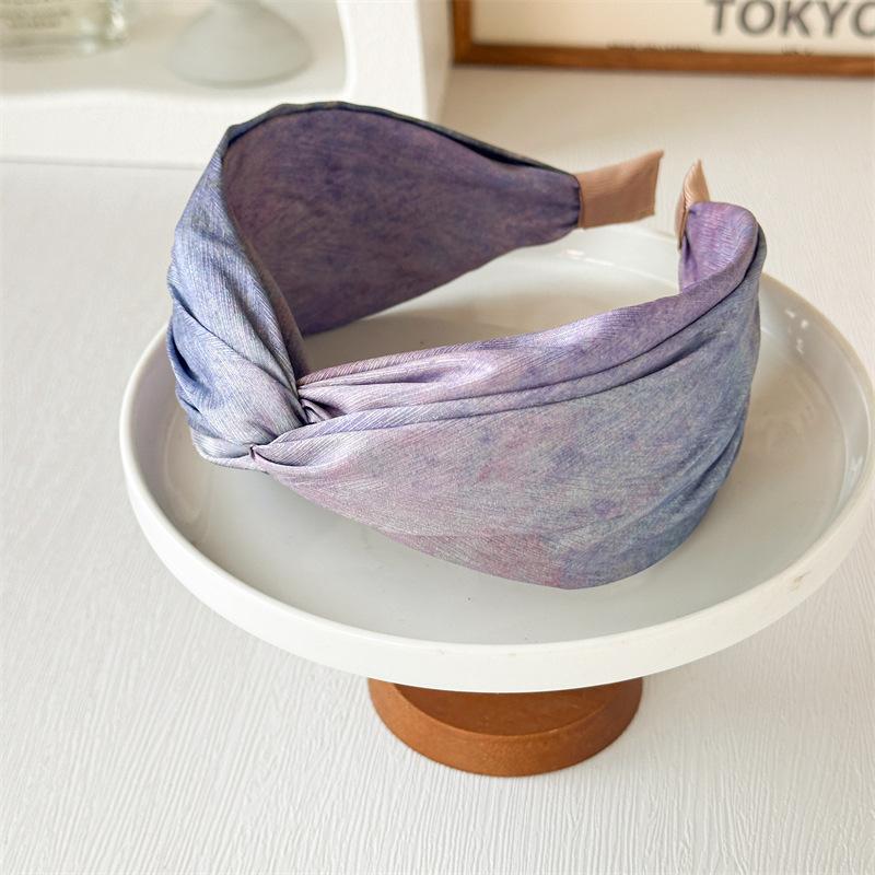 

Новая Мода Украсить Обруч Для Волос Для Женщин Артистичный Головной Убор Масляная Живопись Перекрещенный Узел Широкая Повязка На Голову Элегантные Аксессуары Для Толстых Волос