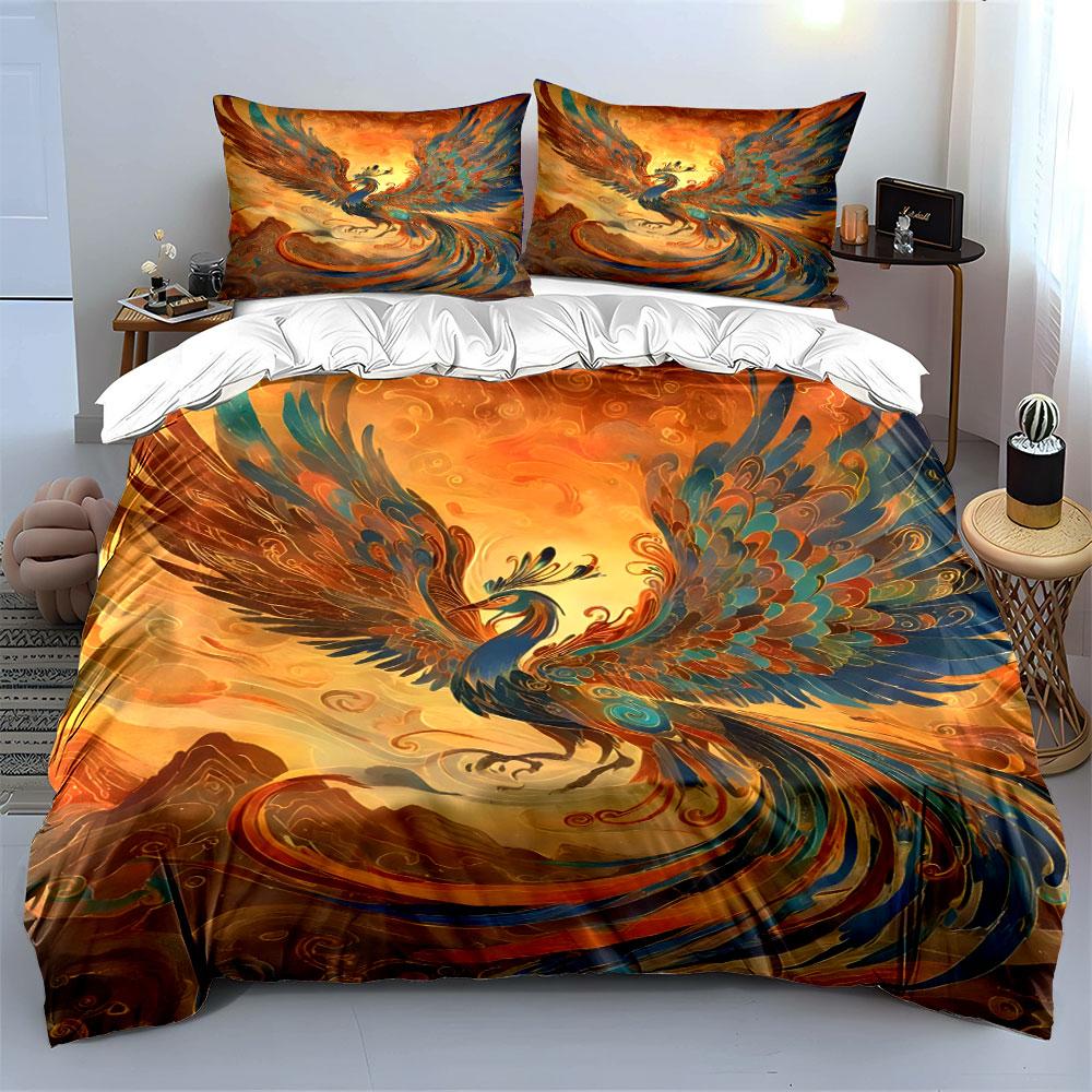 Elegant Phoenix Decorative Set Multiple Sizes Kid'S And Adults' Bedroom Exquisite 3Pc Bedding Set, Gift