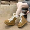 Women's thick-soled winter lightweight warm a footstool leather fur one padded snow boots non-slip wear casual sneakers Martin cotton boots