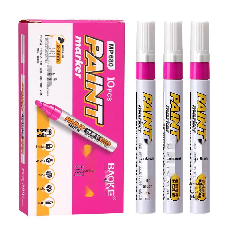 Bao Ke MP680 Waterproof Industrial Paint Marker - White & Gold Signature Pen