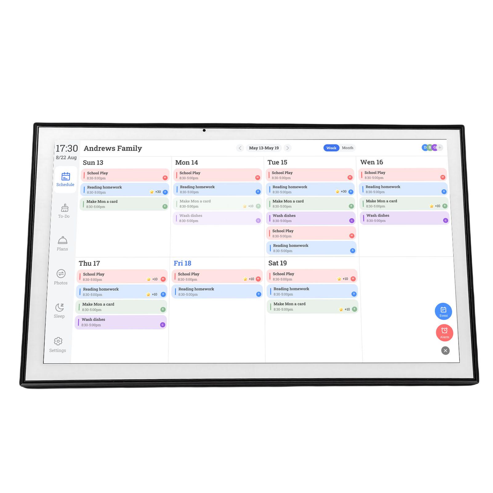 

Digital Calendar 21.5in Electronic Chore Chart Smart Weekly Monthly Planner 1920 X 1080P IPS Touchscreen Wall Desk