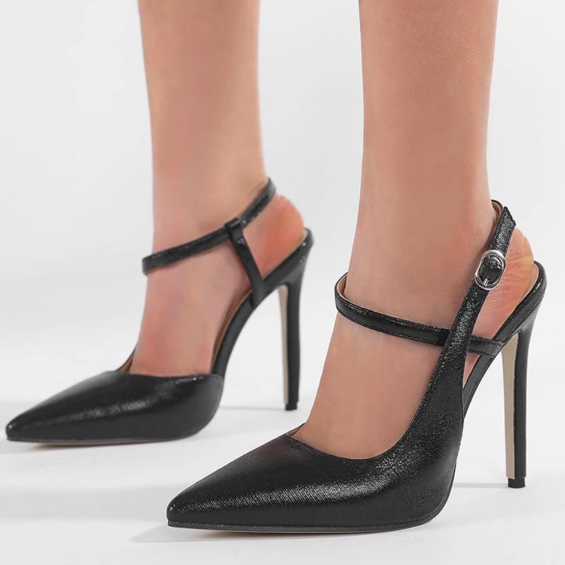 Eilyken Jarní móda Pásek ke kotníkům Dámské Lodičky Špičatá Slingbacks Tenké podpatky Party Mule Dámské Boty