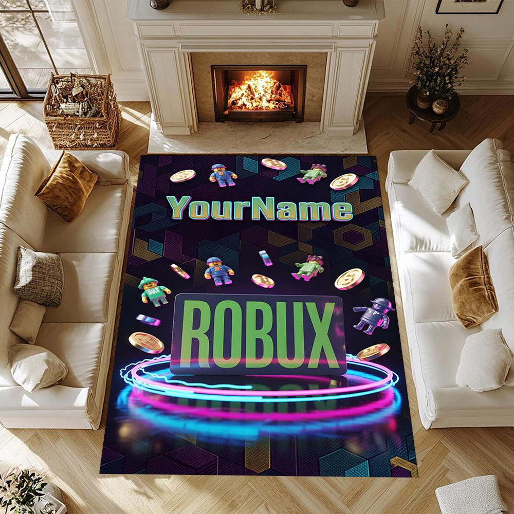Roblox 95 Customize Your Name Floor Rug Office Rug Suitable for Playrooms Outdoor Hallway Bedrooms Anti-slip Rug Decorate Offices