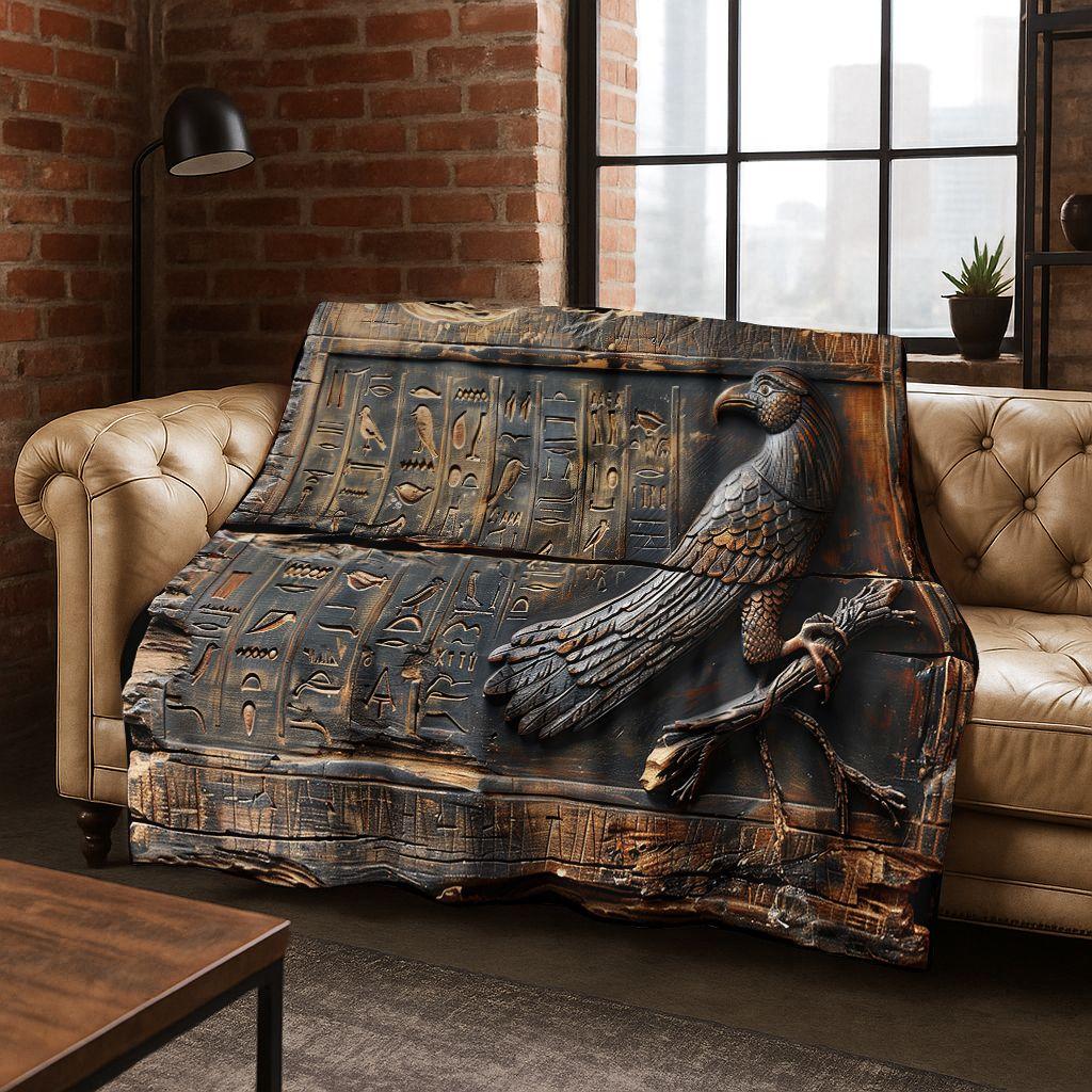 Ancient Egyptian Hieroglyphic Symbols Carved Murals Flannel Blanket,Cozy Soft Throw Blanket for Home Bedroom Bed Sofa Cover Gift