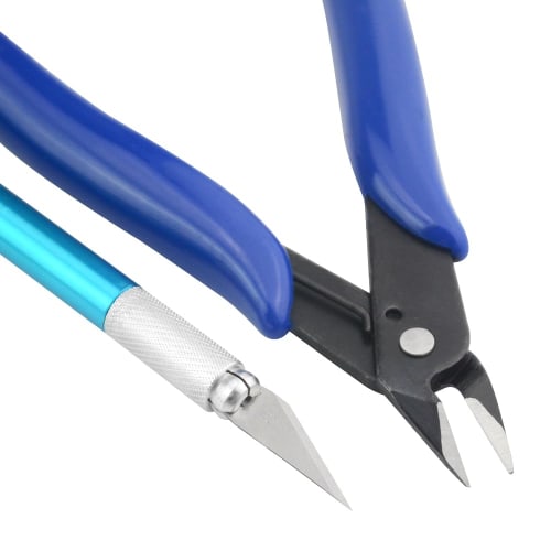 WMYCONGCONG 12-Piece Plastic Model Tool Set for Beginners, Includes Thin-Blade Nippers, File, Precision Tweezers, and a Modeler's Knife (5 Replacement