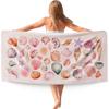 Coastal Pastel Seashell Beach Towels Oversized Gifts for Women Girls, Preppy Girly Coastal Ocean Quick Dry Travel Sand Free