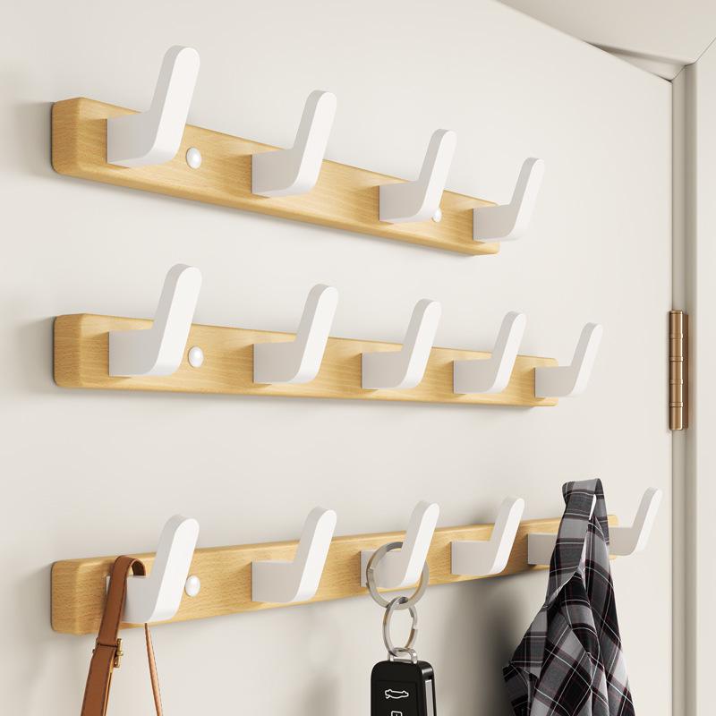 No-Drill Walnut Hook for Entrance or Hallway - Wall-Mounted Clothes & Hat Rack