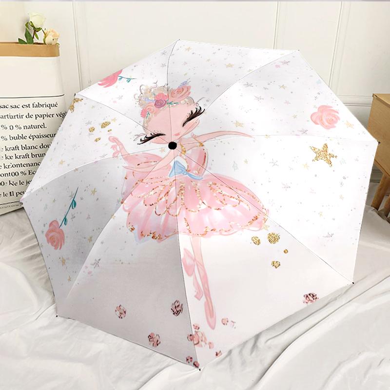 Ballerina With Swans And Flowers 8-Frame for Travel, camping, Casual Lightweight Portable Umbrella, Essential for every family Holidays Birthday Gift