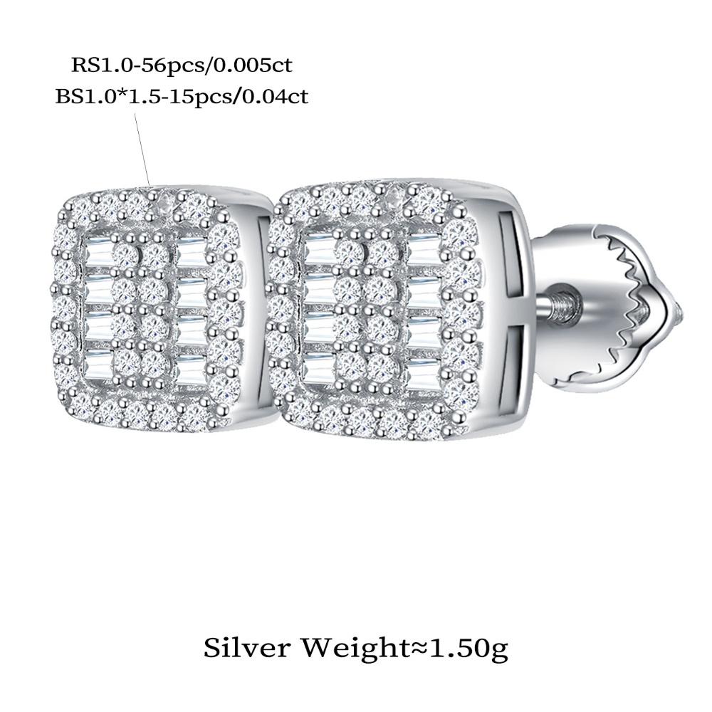 Rechteckige 925 Sterling Silber Damen Moissanite Ohrringe 925 Silber Moissanite Hochzeitsohrringe für Bräute