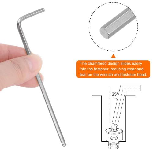 uxcell 3mm Ball Hex Wrench, L-Shaped Hex Key Wrench Set, Long, 100mm Total Length, Set of 2, Easy to Apply Force, For Tightening, DIY Tools