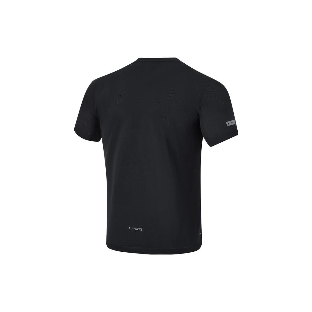 Li Ning Running Series Solid Color Quick-Dry Breathable Short Sleeve T-Shirt Men Tops Black ATST511-1