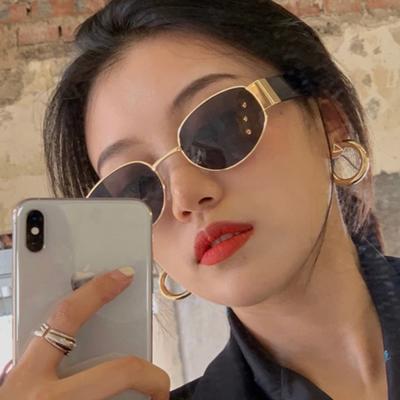 Women's Sunglasses, Oval Metal Sunglasses, Men's and Women's Fashion Sunglasses