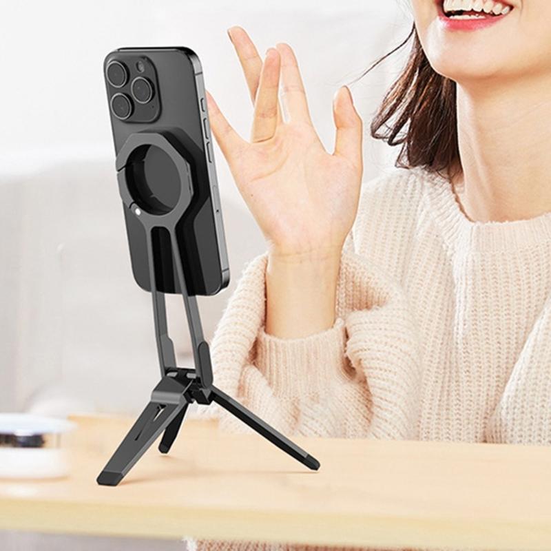 Stabiles Dreieckiges Design Handyhalterung Rack Stütze Magnetfuß 360° Drehung für Videoanrufe Aufnahme Inhaltserstellung