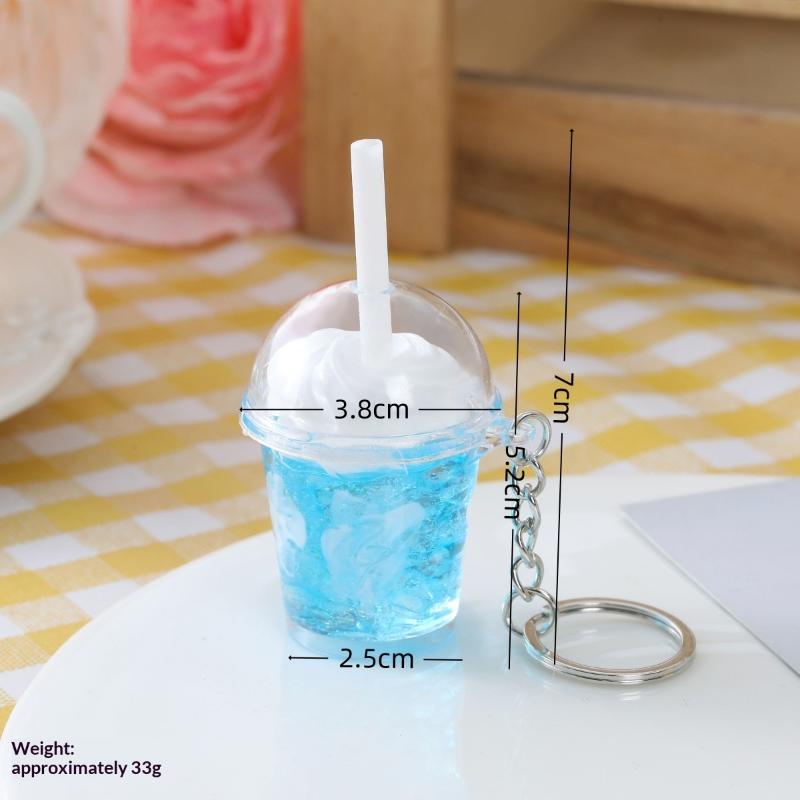 1Pcs Realistic Mini Ice Cream Soda Cup Keychains With Cherry Topping Bright Colors For Bag Decoration And Small Gifts